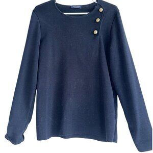 Saint James Depuis Made In France Women’s 10 Sweater Black Wool Envelope Button